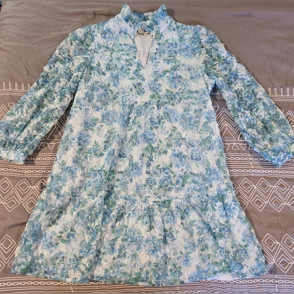 Tuckernuck Waters Edge Hydrangea Organza Palmerston Dress Size Large - Picture 1 of 12